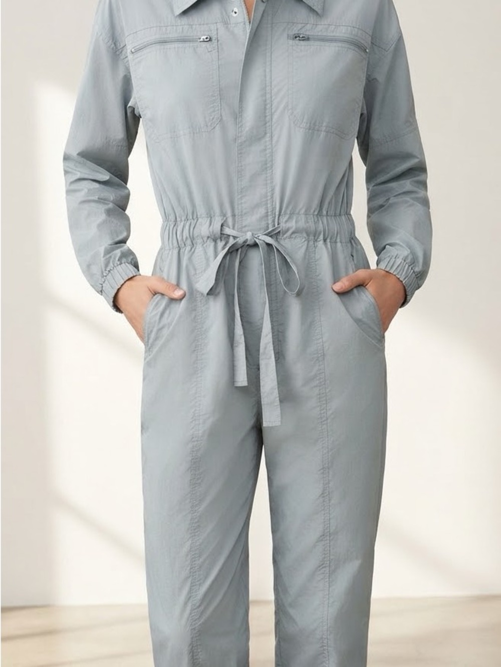 Free People Movement Blue Gray Utility Flight Suit Jumpsuit Size Small
